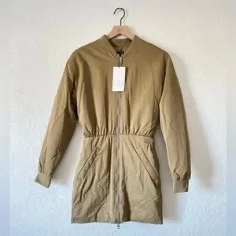 Zara NWT Puff Bomber Full Zip Mini Dress XS MINIMALIST QUIET FLEX MODERN COUTURE - Picture 7 of 17